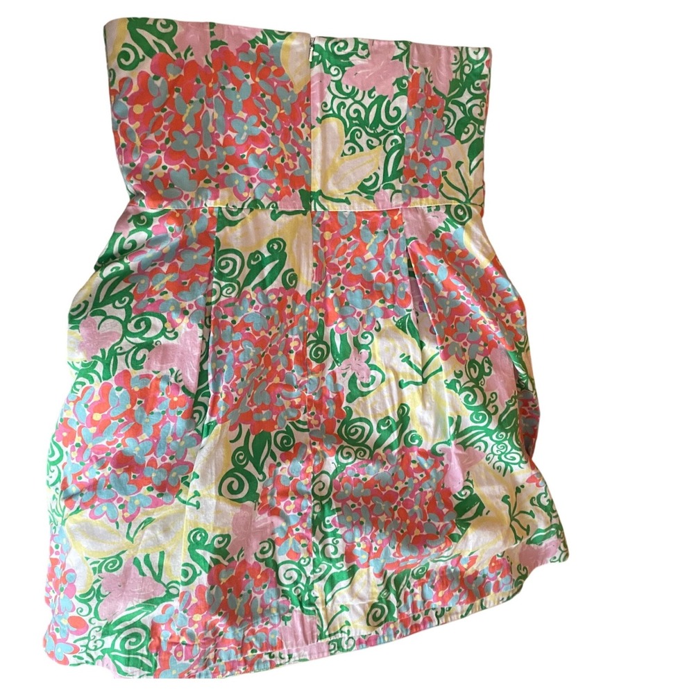 Lilly Pulitzer Strapless Blossom Day Dress Floral Cotton Mini 14 Pockets 27945 - Picture 2 of 10
